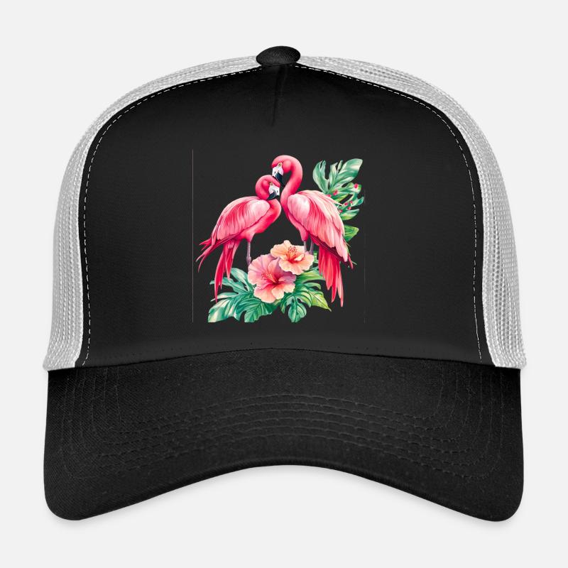 Flamingo Love Duet in the Tropical Forest Trucker Cap