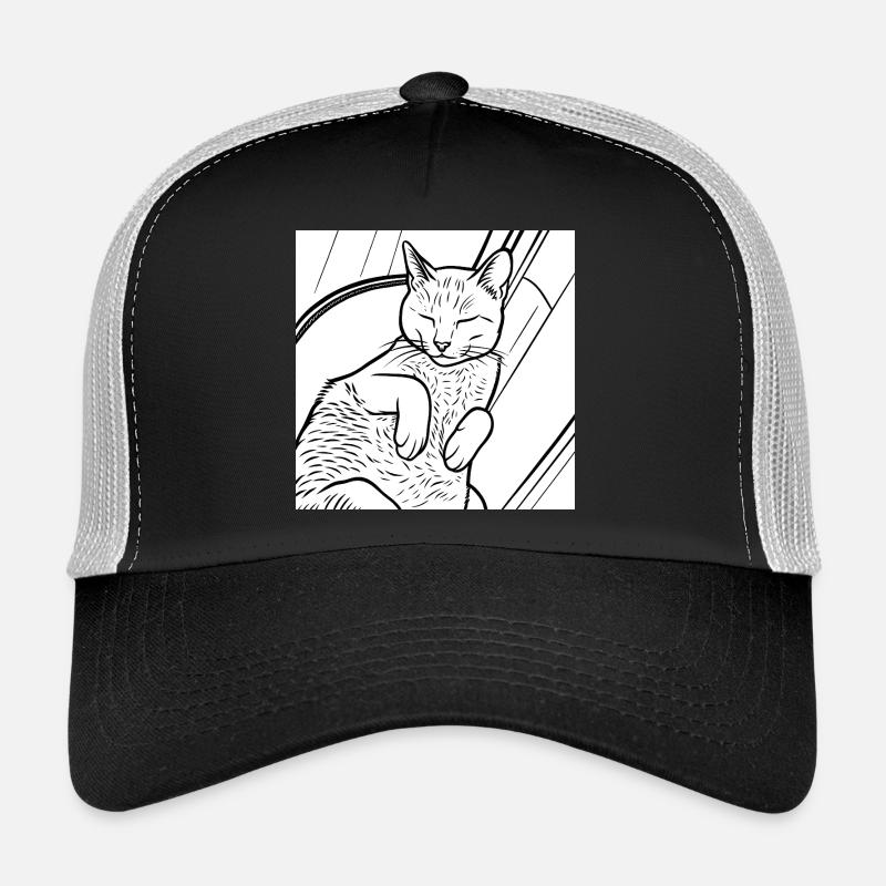Schlafende Katze Linienkunst Trucker Cap