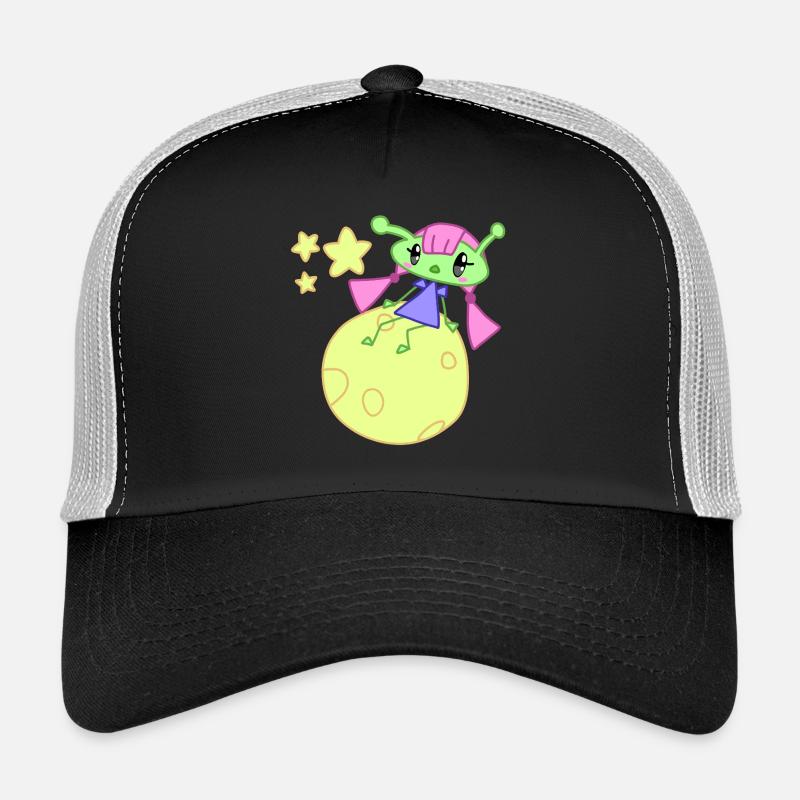 Alien sur la lune avec des étoiles Casquette trucker 