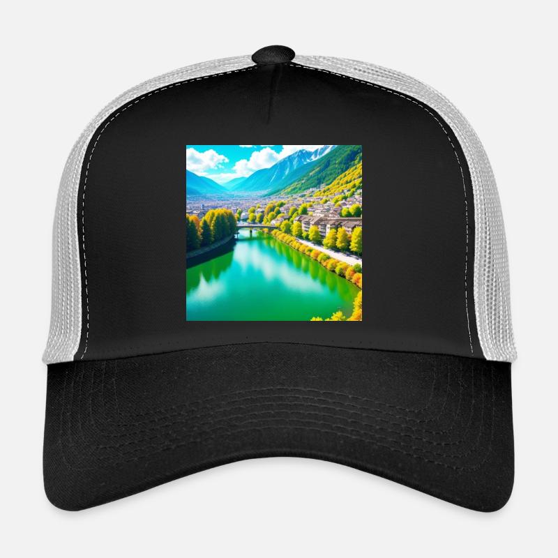 Emerald Valley und Alpendorf - Trucker Cap - Schwarz/Steingrau