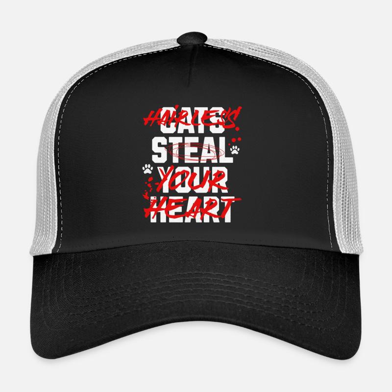 Haarlose Sphynx-Katzen - Trucker Cap - Schwarz/Steingrau
