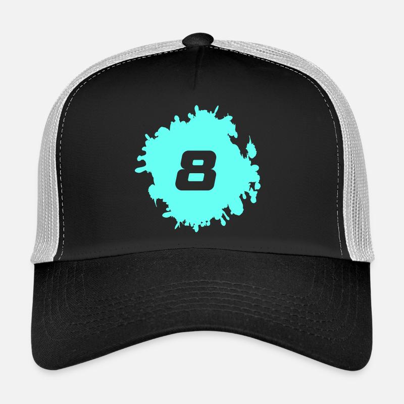 Neon Acht Splatter Design - Trucker Cap - Schwarz/Steingrau