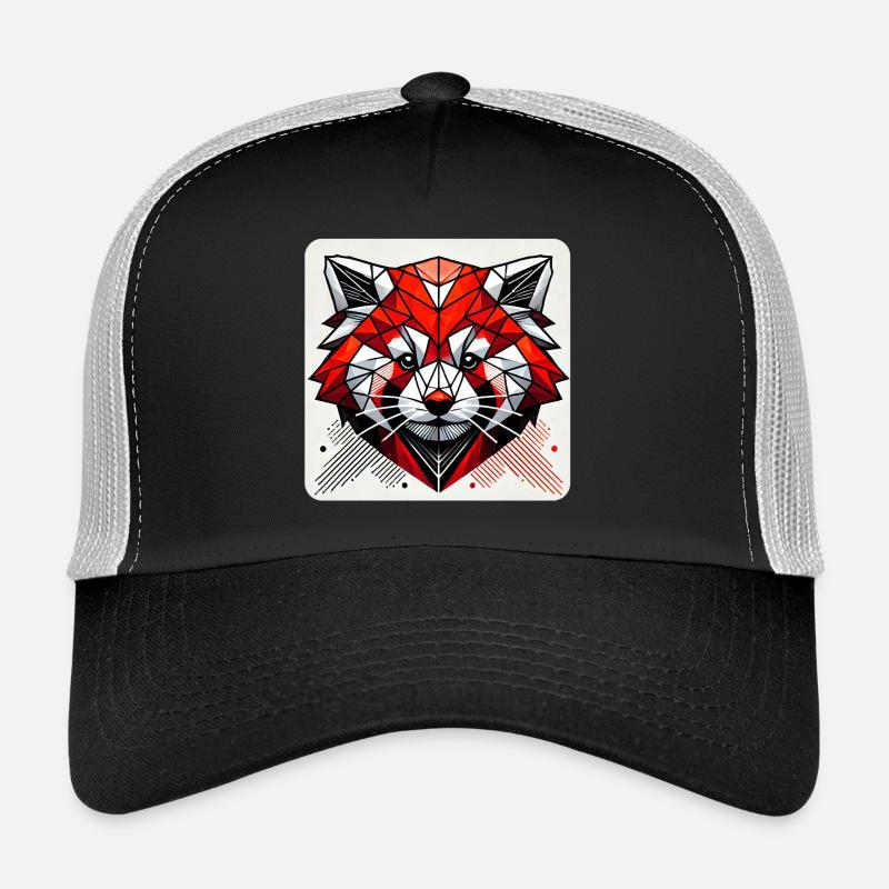 Polygone géométrique de panda roux - Casquette trucker  - noir/gris pierre