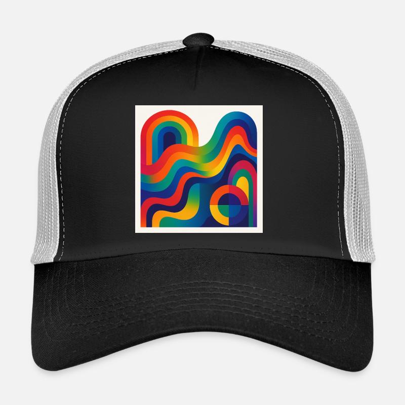 Regenbogenwellen Farbkunst - Trucker Cap - Schwarz/Steingrau