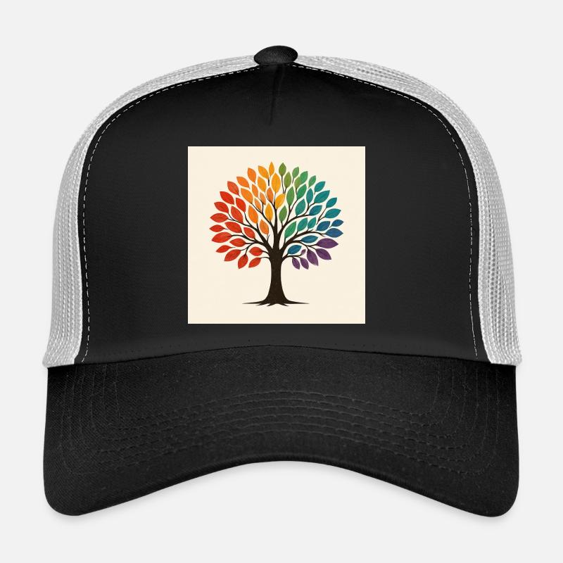 Rainbow Tree Illustration Trucker Cap