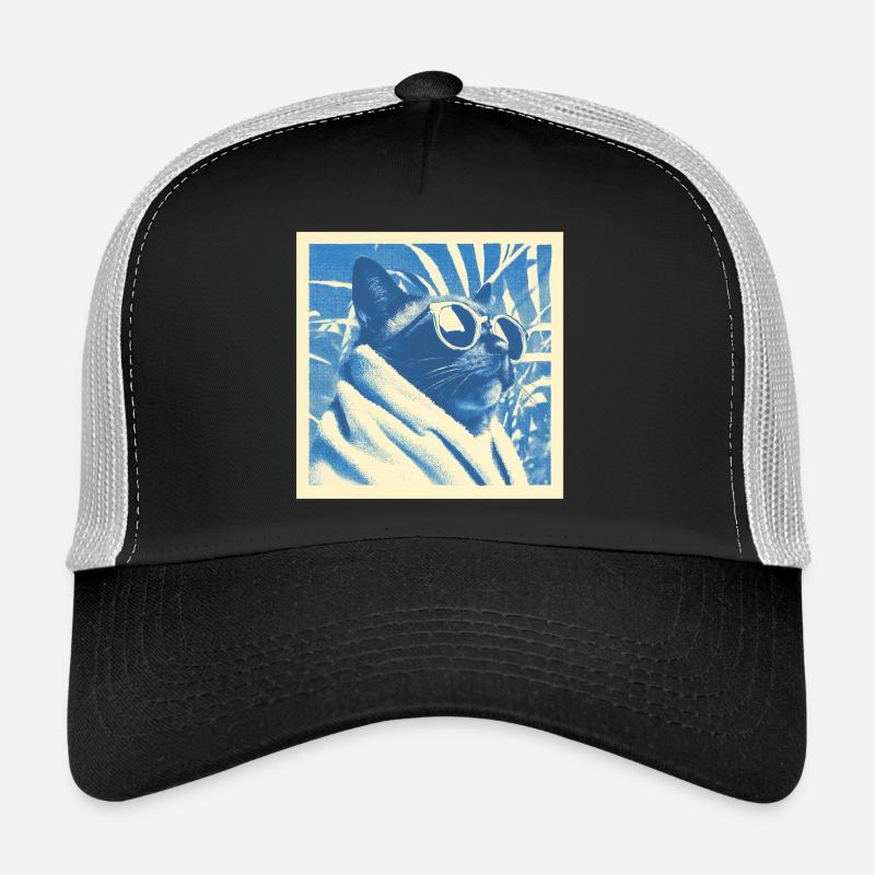 Design rétro cool pour chat Casquette trucker 