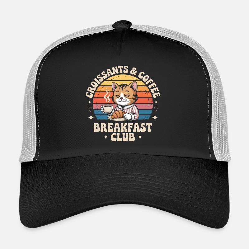 Chat Café Retro Petit Déjeuner Casquette trucker 