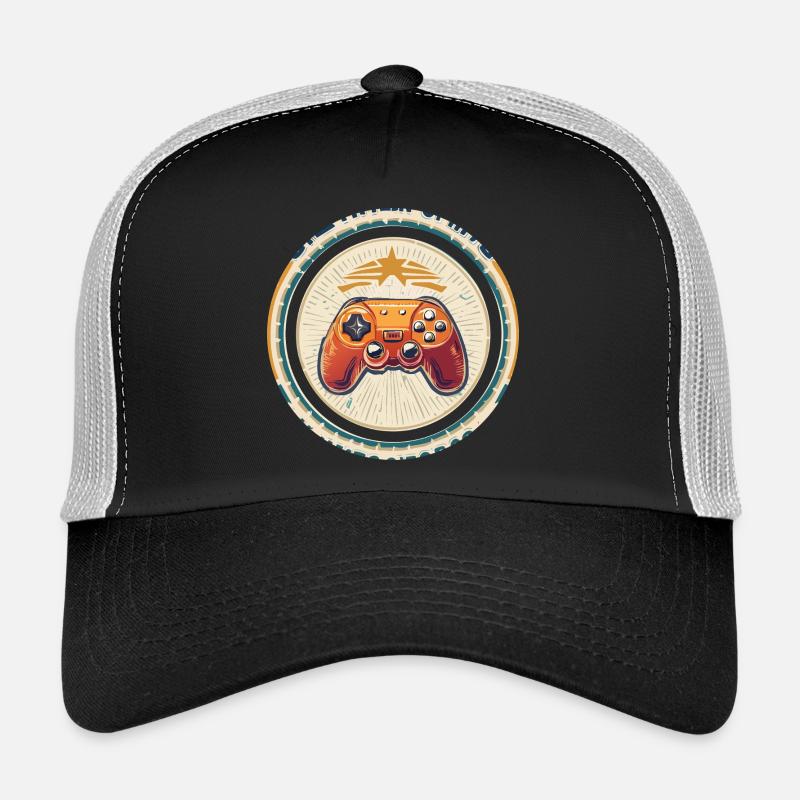 Retro Game Controller Badge - Trucker Cap - black/stone grey