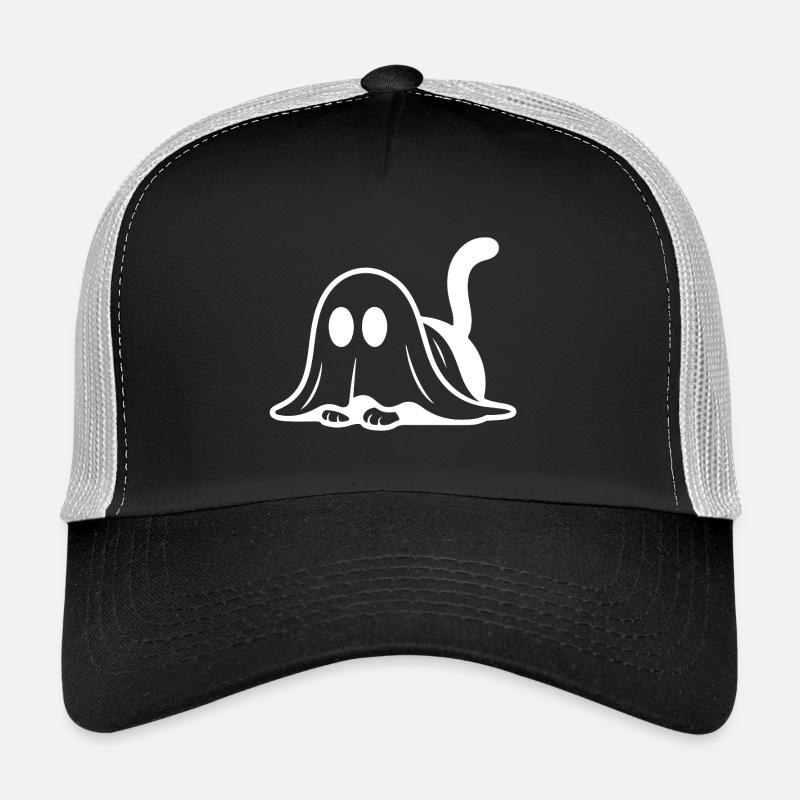 Cat dressed as a ghost – cute Halloween motif Trucker Cap