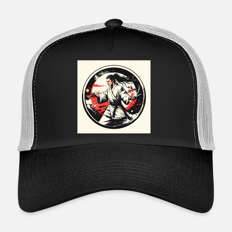 Kampfkunstheld im weißen Gi Trucker Cap