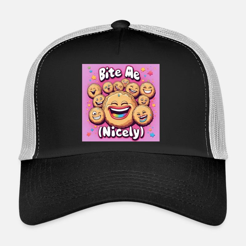 Bite Me Nicely Cookies Laugh Design - Trucker Cap - black/stone grey