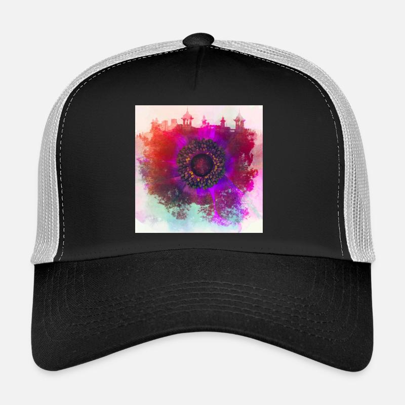 Abstract poppy - Trucker Cap - black/stone grey