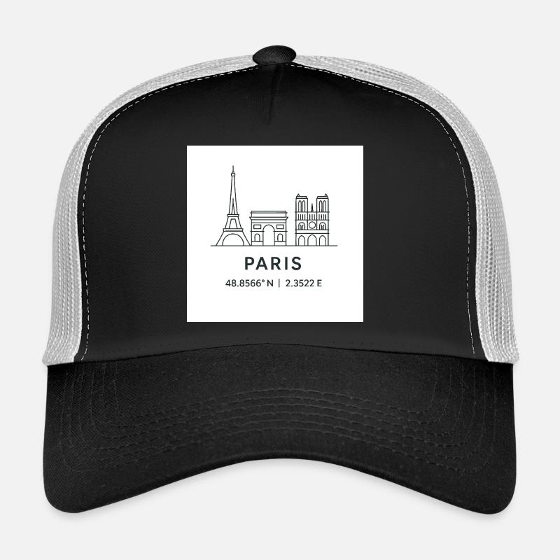 Paris Linienkunst Silhouette Wahrzeichen Trucker Cap