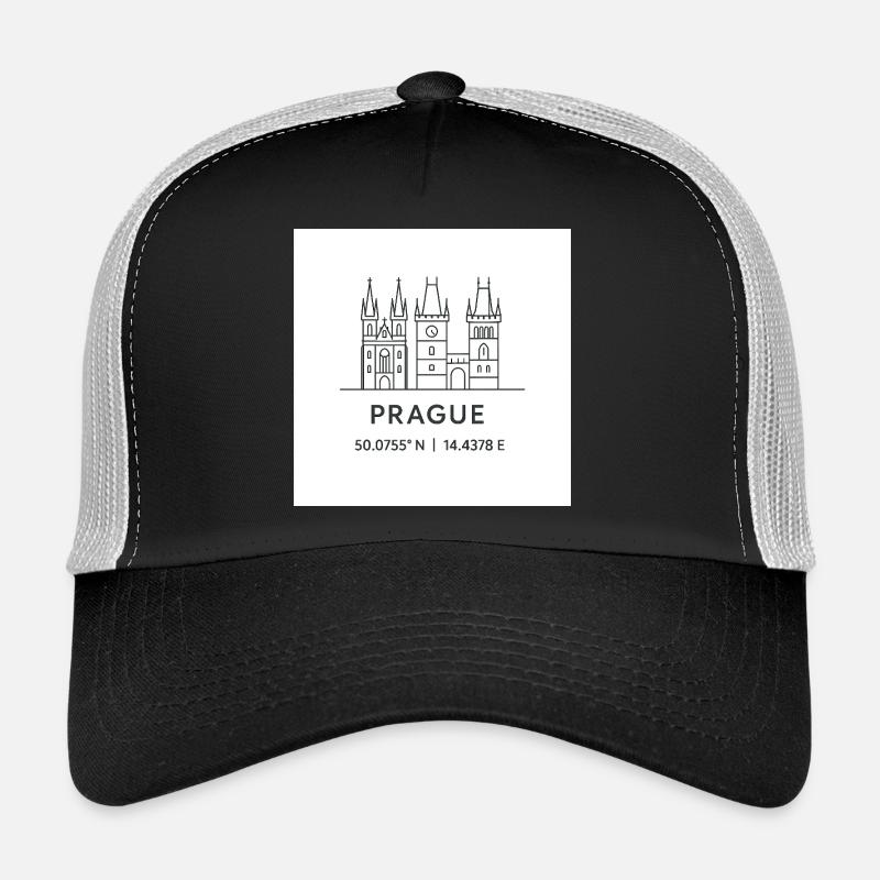 Prague Line Art Silhouette Point de repère Casquette trucker 