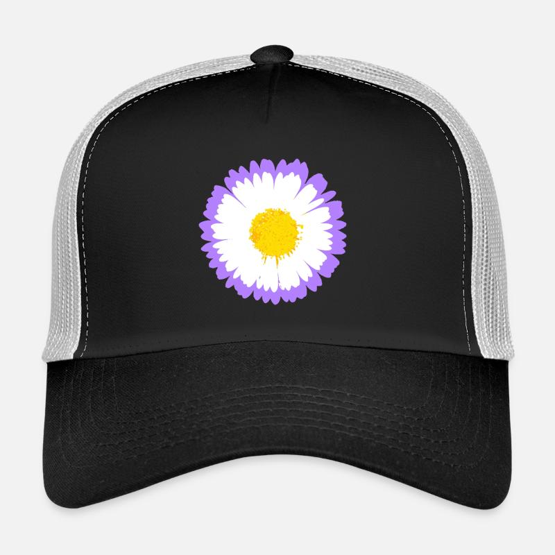 Purple Daisy Bloom with Yellow Core Trucker Cap