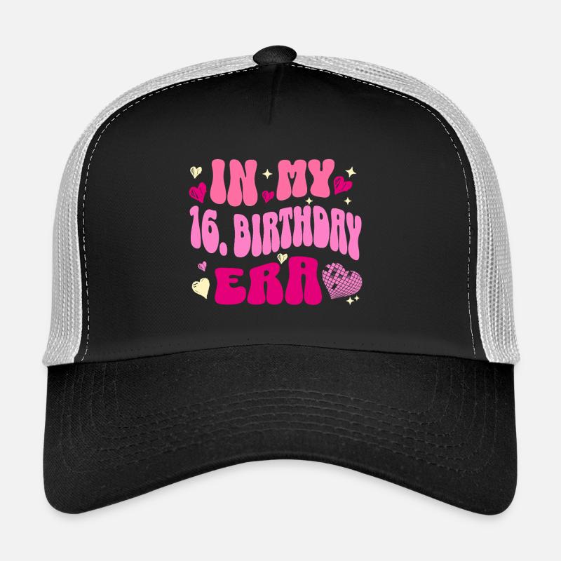 Dans mon 16e anniversaire ère coeur rétro design - Casquette trucker  - noir/gris pierre
