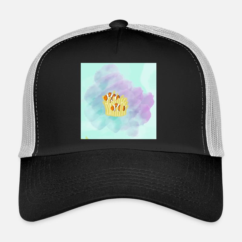 Pastell Clownfisch Korallen - Trucker Cap - Schwarz/Steingrau