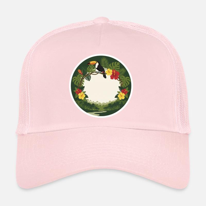 Toucans tropicales et feuillage circulaire Casquette trucker 