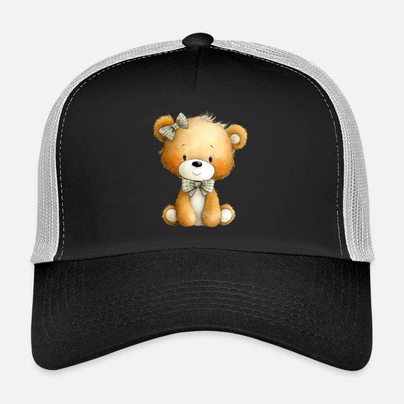 sitzender Teddy - Trucker Cap - Schwarz/Steingrau