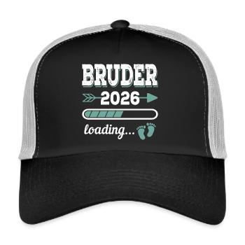 Bruder 2026 Loading Werdende Geschwister Geschenk - Trucker Cap - Schwarz/Steingrau - Vorne