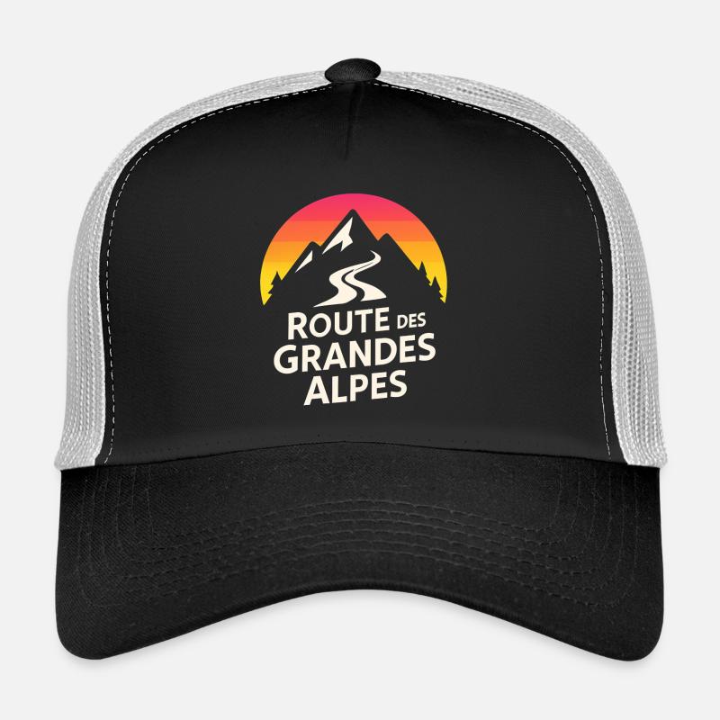 Alps Route Berg Logo - Trucker Cap - Schwarz/Steingrau