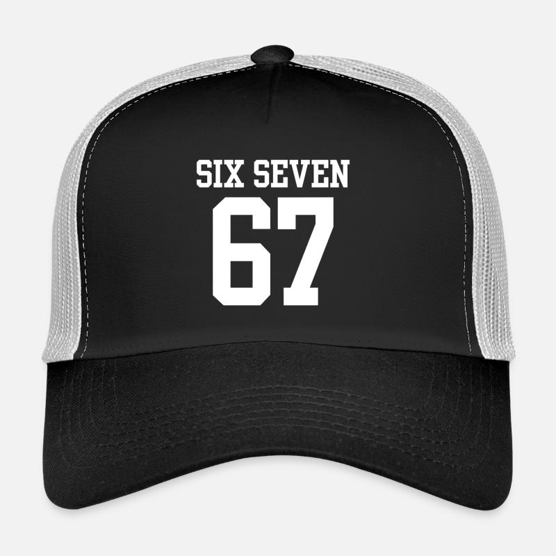 Keep Calm Six Seven Meme Viraler Humor Bekleidung - Trucker Cap - Schwarz/Steingrau