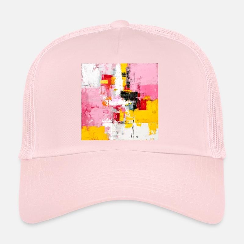 Blocs de couleur abstraits Rose Jaune Casquette trucker 