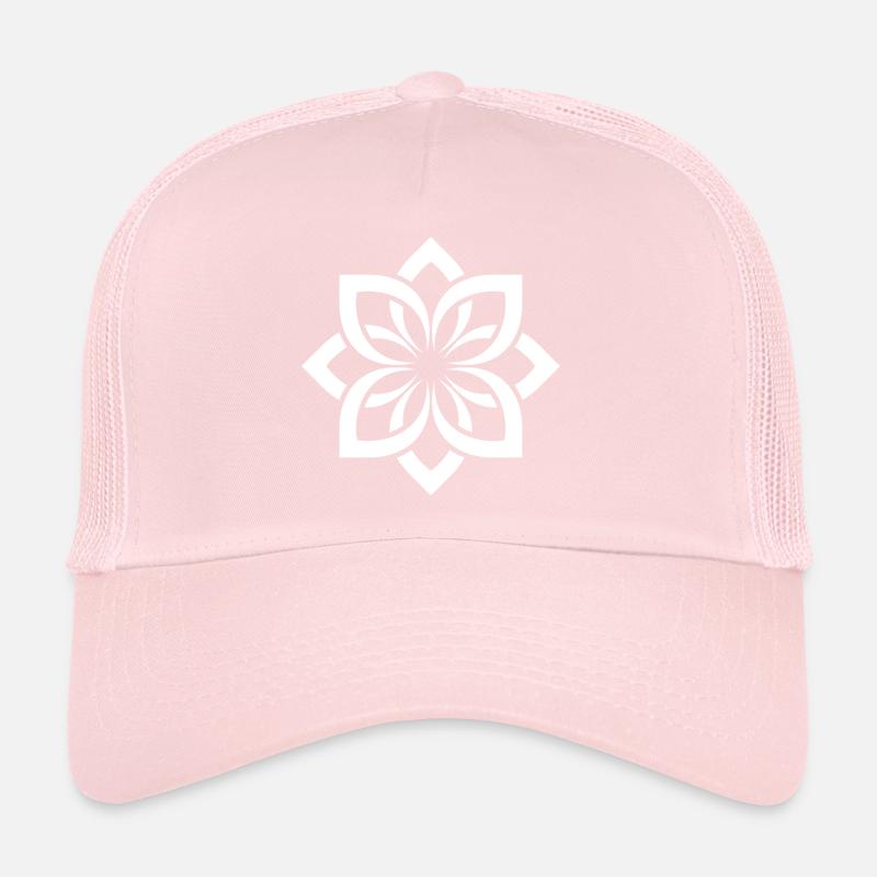 White Blossom Mandala Chogan Trucker Cap