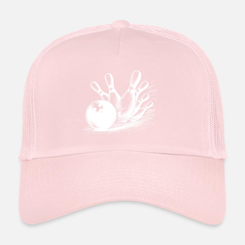Dynamischer Bowlingkugel Wurf auf Pins Trucker Cap