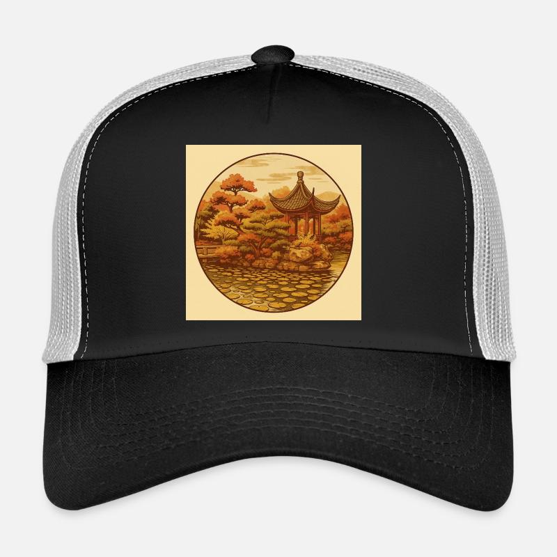 Herbstliche Zen-Pagode im Kreis Trucker Cap