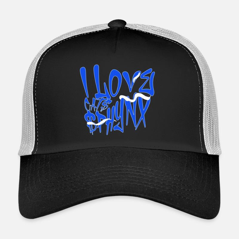 J’adore les graffitis de chats Sphynx - Casquette trucker  - noir/gris pierre