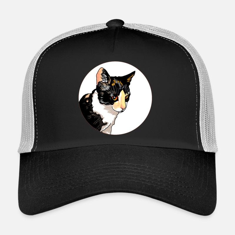 Chat Portrait Cercle Contraste Casquette trucker 