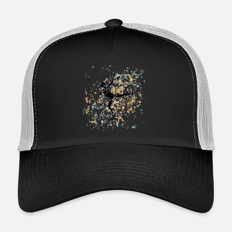 Patineuse éclats dorés et bleu ciel Casquette trucker 