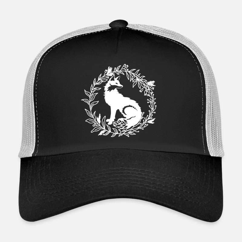 Renard des forêts dans une couronne de feuilles Casquette trucker 