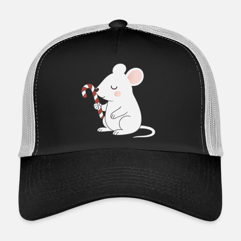 Cute Mouse with Candy Cane – Cute Cartoon Trucker Cap