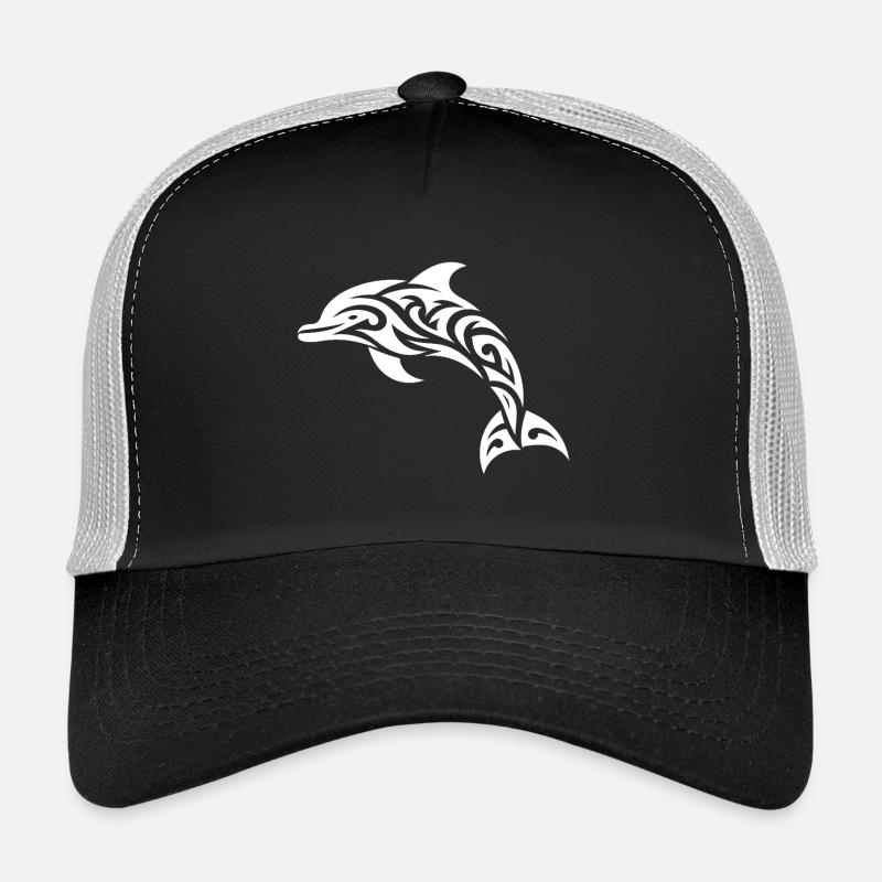 Jumping Tribal Tattoo Bottlenose dolphin dolphin Trucker Cap