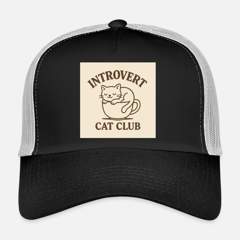 Cute Introvert Cat Club – Cozy Sleeping Cat Trucker Cap