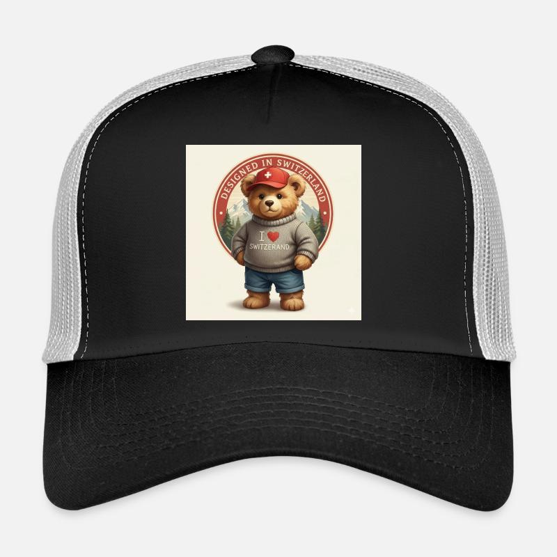 Schweizer Bär mit I Love Switzerland Trucker Cap