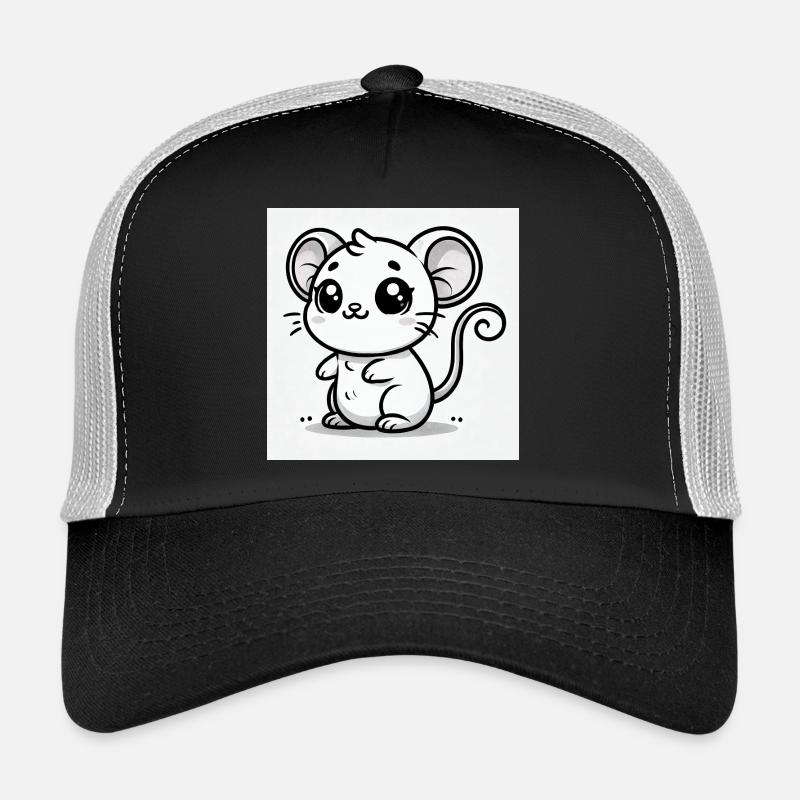 Kawaii Mouse Black White - Trucker Cap - black/stone grey