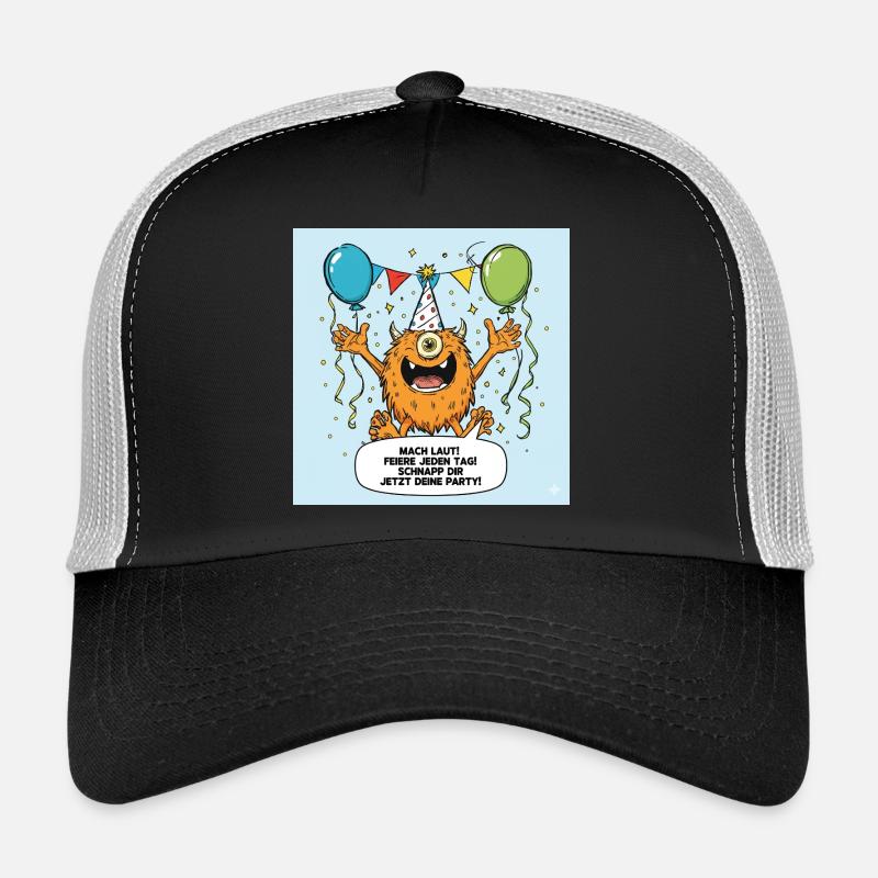 Party Monster mit Einäugigem Jubel - Trucker Cap - Schwarz/Steingrau