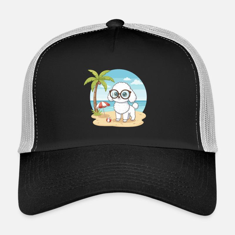 Cute Poodle with Glasses Beach Summer Vacation Trucker Cap