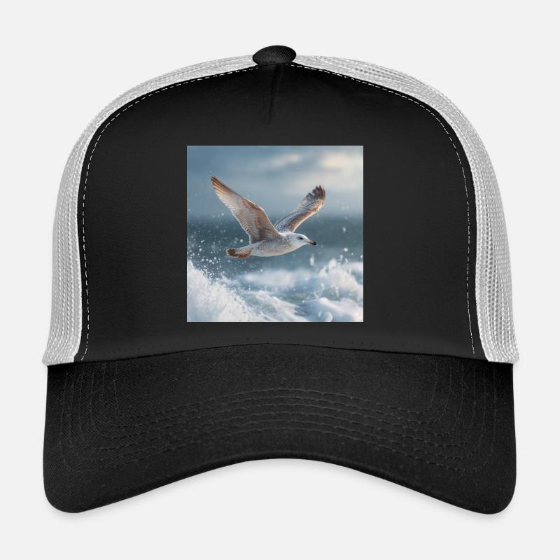 Möwe Sildermöwe im Flug Nordsee Maritime Art Trucker Cap