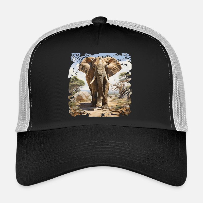 Éléphant de savane dans un style aquarelle Casquette trucker 