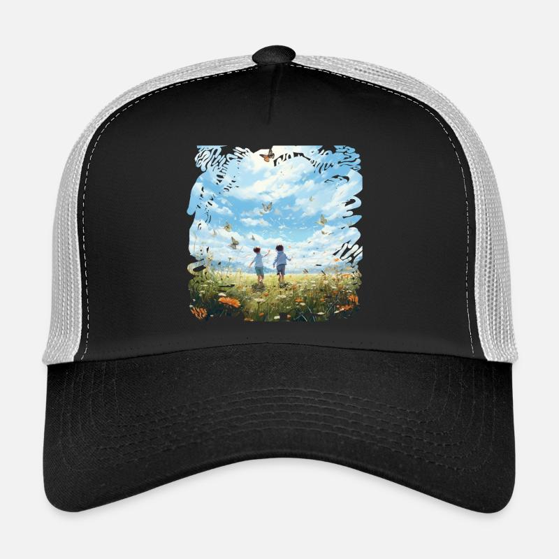 Unbeschwerte Kinderfreunde im Schmetterlingsflug Trucker Cap