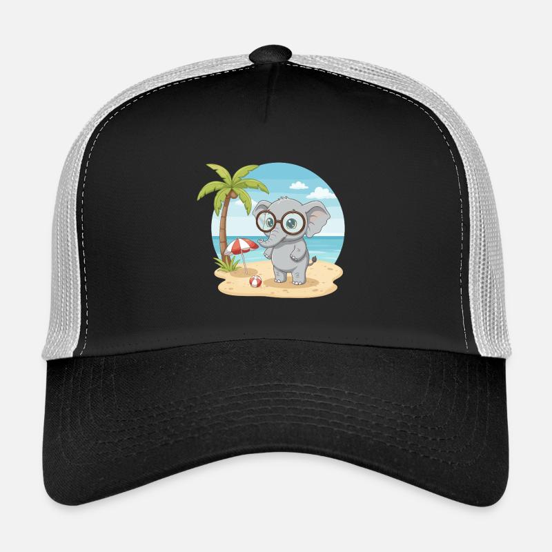 Süßer Elefant mit Brille Strandsommerurlaub Trucker Cap