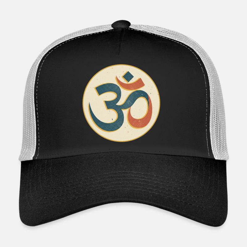 Om Symbol Vintage Kreis Print Trucker Cap