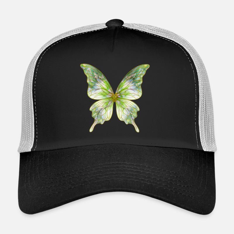 Papillon vert aquarelle Casquette trucker 