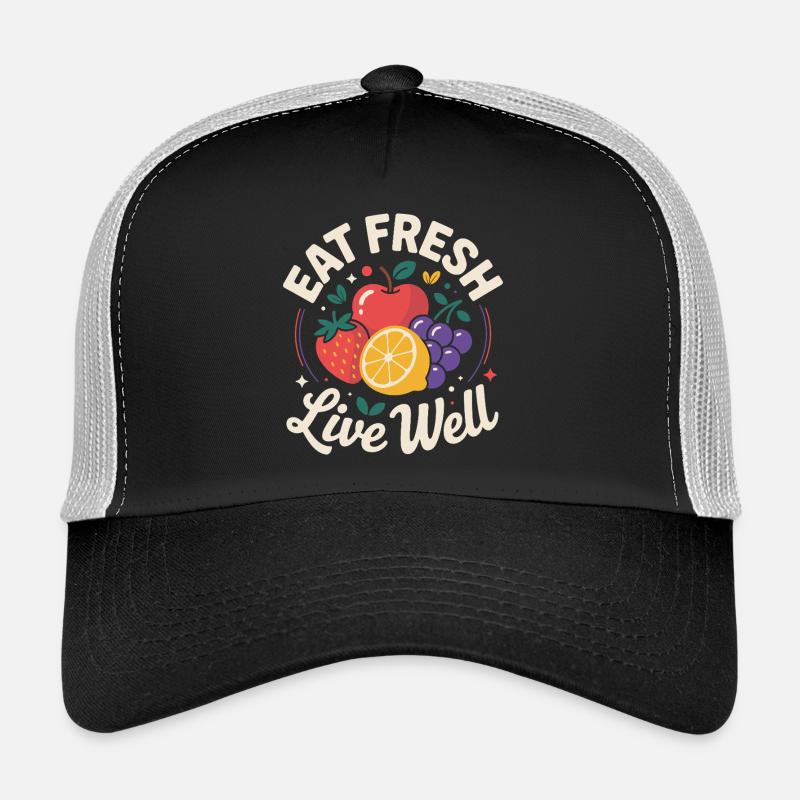 Eat Fresh Live Well - Trucker Cap - Schwarz/Steingrau