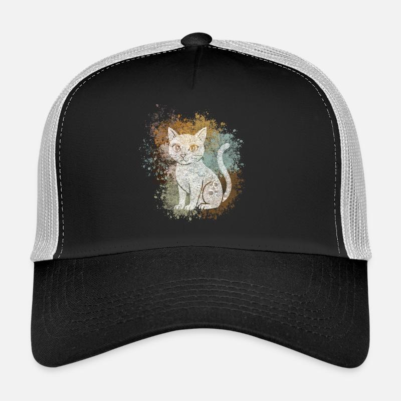 Zentangle Cat - Trucker Cap - black/stone grey