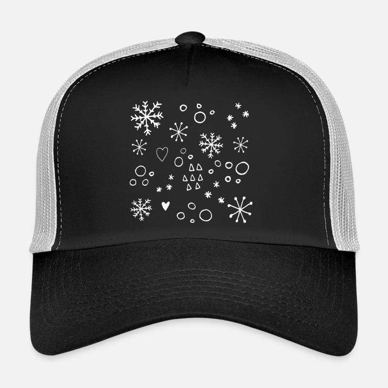 Snowflake Patterns Winter Christmas Minimalist Drawing Trucker Cap